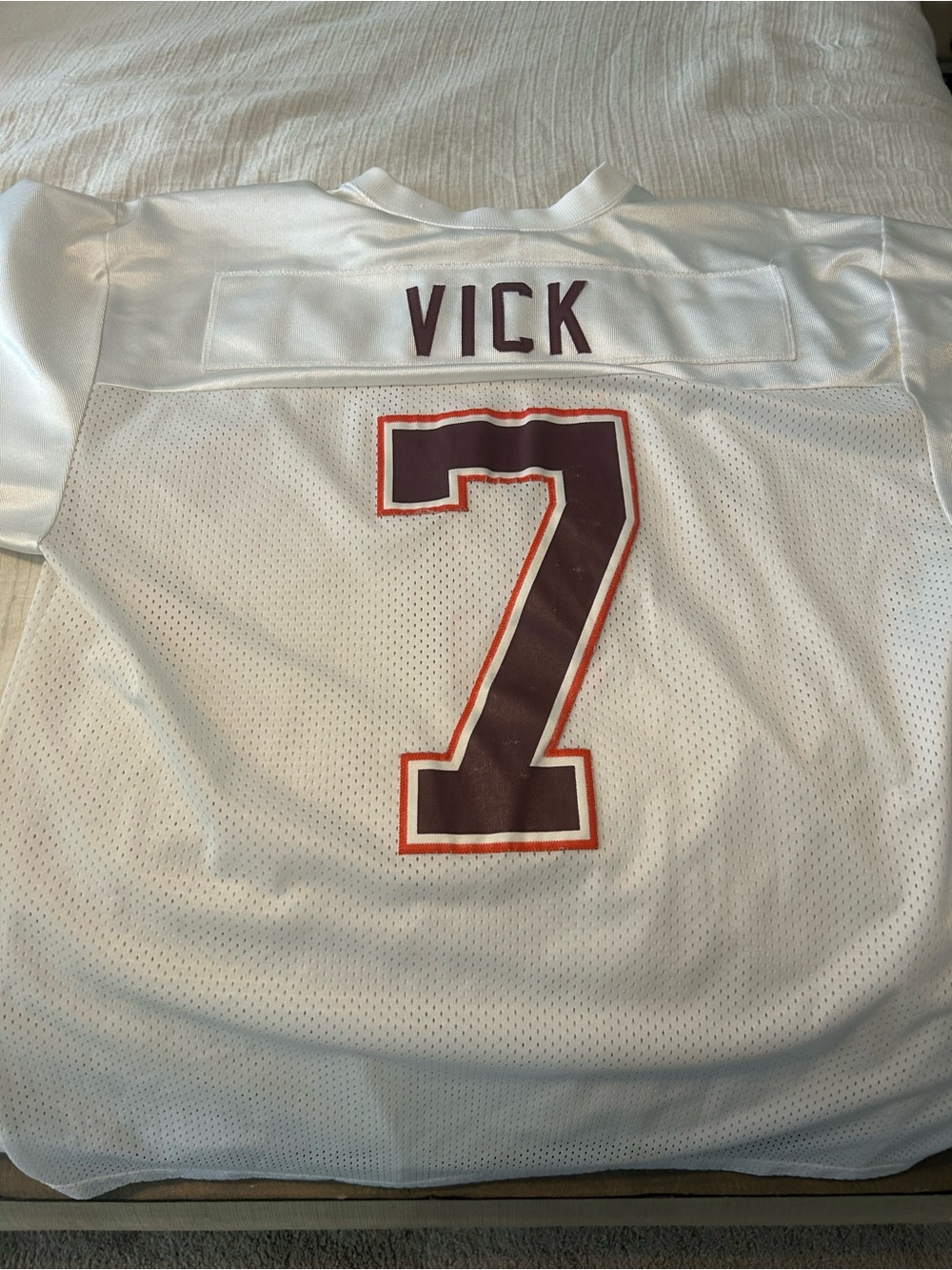 Men's White Michael Vick Virginia Te h Football Jersey with Maroon Number 7